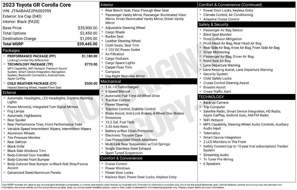 Certified 2023 Toyota Corolla GR w/ Performance Package AWD/4WD image 23