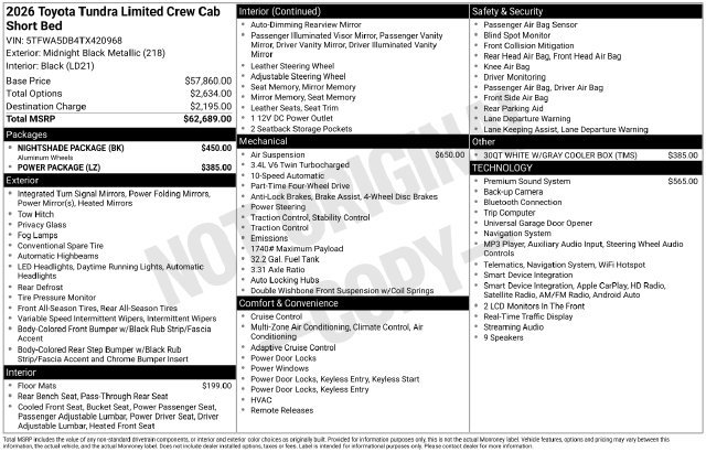 Used 2026 Toyota Tundra Limited w/ Nightshade Package AWD/4WD image 19