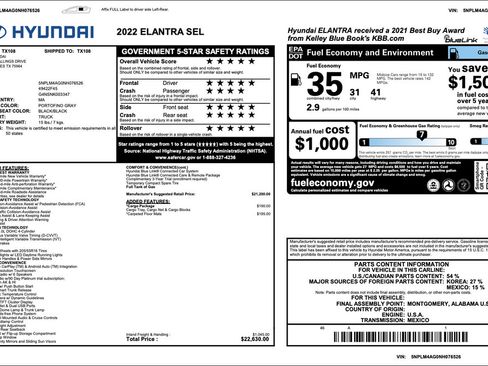 Used 2022 Hyundai Elantra SEL w/ Cargo Package FWD image 3