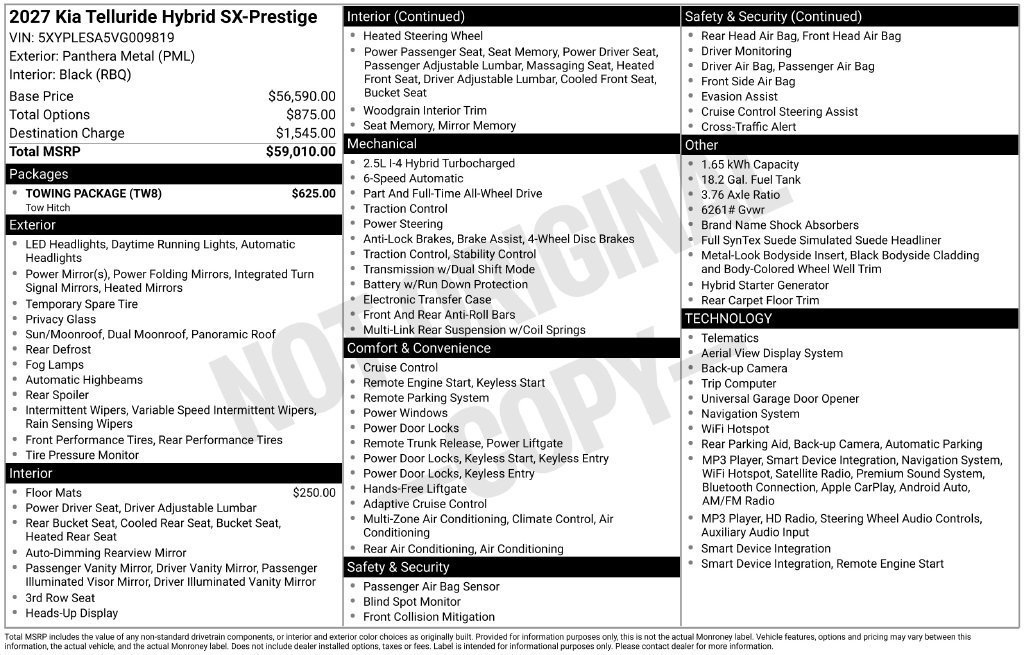 New 2027 Kia Telluride SX Prestige w/ Towing Package AWD/4WD image 2