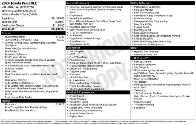 Certified 2024 Toyota Prius XLE FWD image 33
