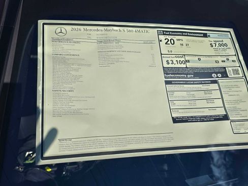 New 2026 Mercedes-Benz Maybach S 580 4MATIC image 10