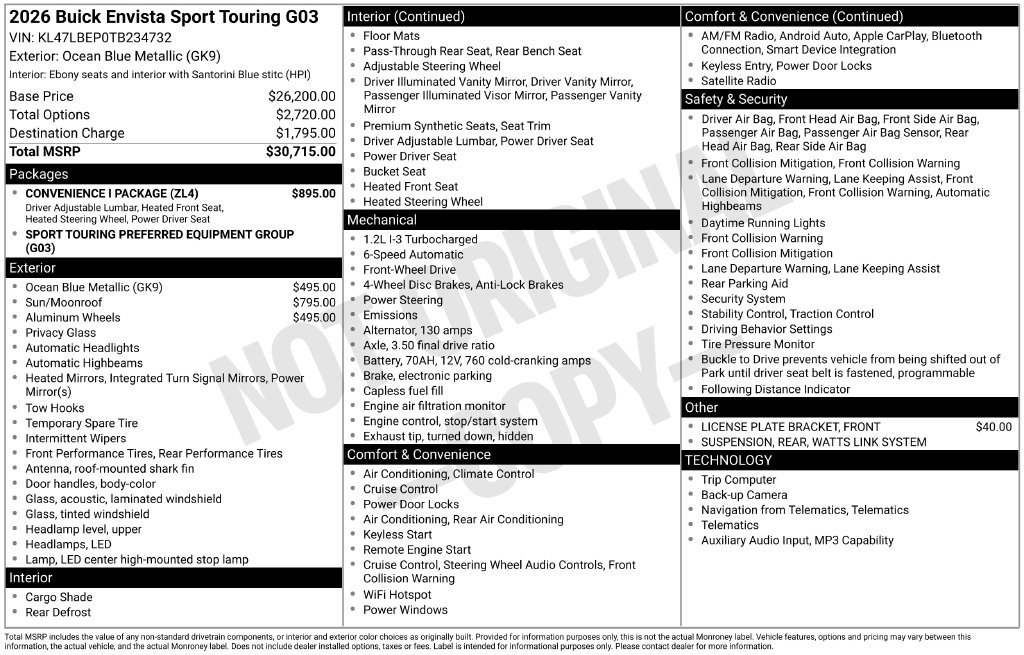 New 2026 Buick Envista Sport Touring w/ Convenience I Package FWD image 5