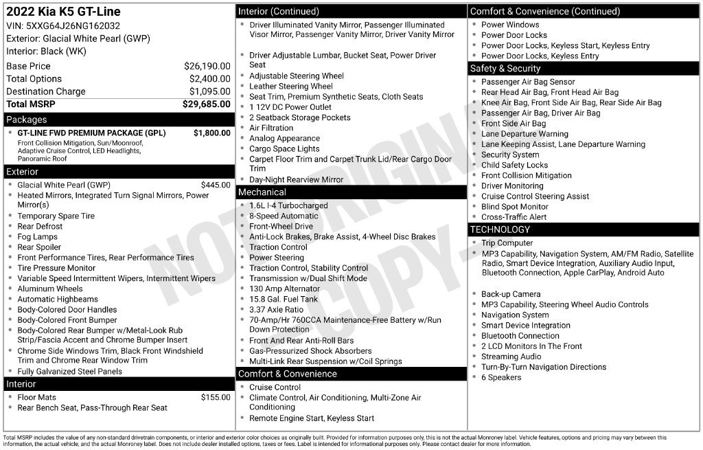 Used 2022 Kia K5 GT-Line w/ GT-Line FWD Premium Package image 19