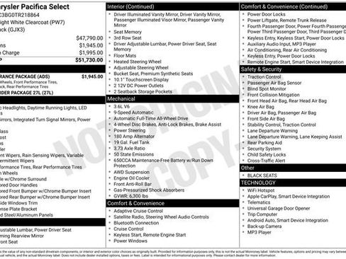 New 2026 Chrysler Pacifica Select w/ S Appearance Package image 35
