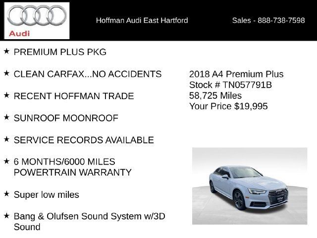 Used 2018 Audi A4 2.0T Premium Plus w/ Premium Plus Package AWD/4WD image 24