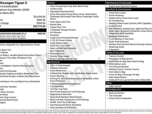 Used 2019 Volkswagen Tiguan S w/ Driver Assistance Package FWD image 5