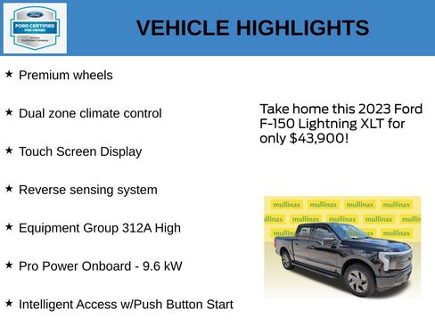 Used 2023 Ford F150 Lightning XLT w/ Equipment Group 312A High AWD/4WD image 21