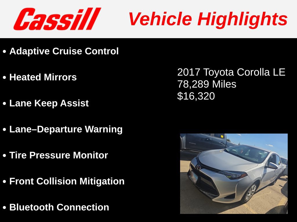 Used 2017 Toyota Corolla LE w/ Carpet Mat Package (TMS) FWD image 3