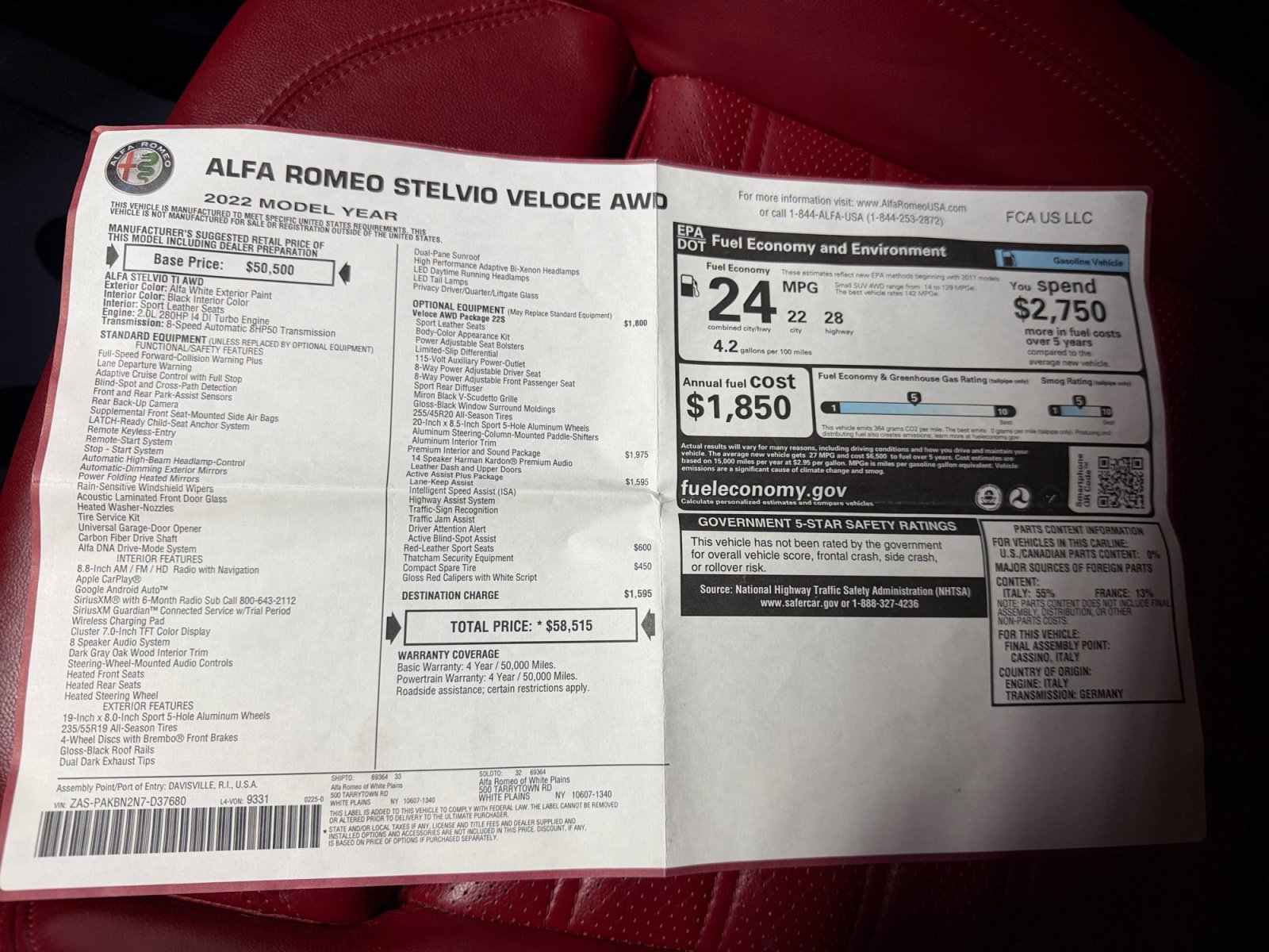 Used 2022 Alfa Romeo Stelvio Veloce AWD/4WD image 36