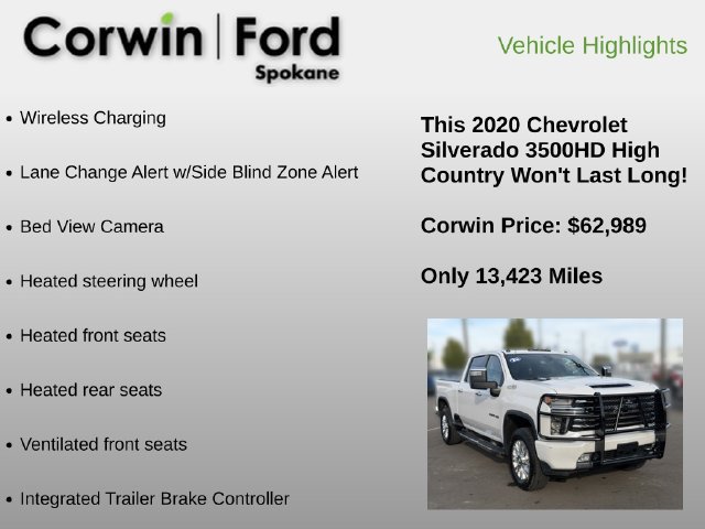 Used 2020 Chevrolet Silverado 3500 High Country w/ Technology Package AWD/4WD image 12