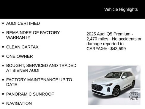 Certified 2025 Audi Q5 Premium w/ Convenience Package AWD/4WD image 10