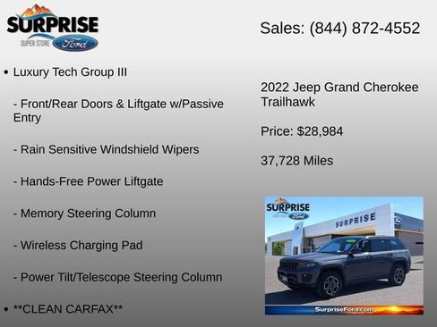 Used 2022 Jeep Grand Cherokee Trailhawk w/ ADV Protech Group II AWD/4WD image 12
