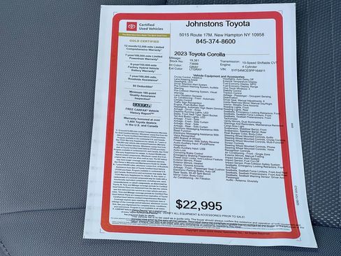 Certified 2023 Toyota Corolla SE w/ Carpet Mat Package (TMS) FWD image 3