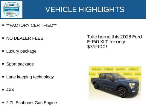 Certified 2023 Ford F150 XLT w/ Equipment Group 302A High image 12