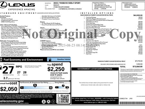 Used 2023 Lexus RX 500h F Sport w/ Cold Area Package AWD/4WD image 57