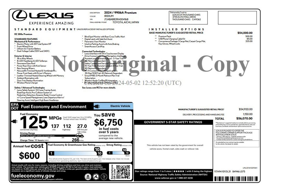 Used 2024 Lexus RZ 300e Premium w/ Accessory Package (Z1) FWD image 4