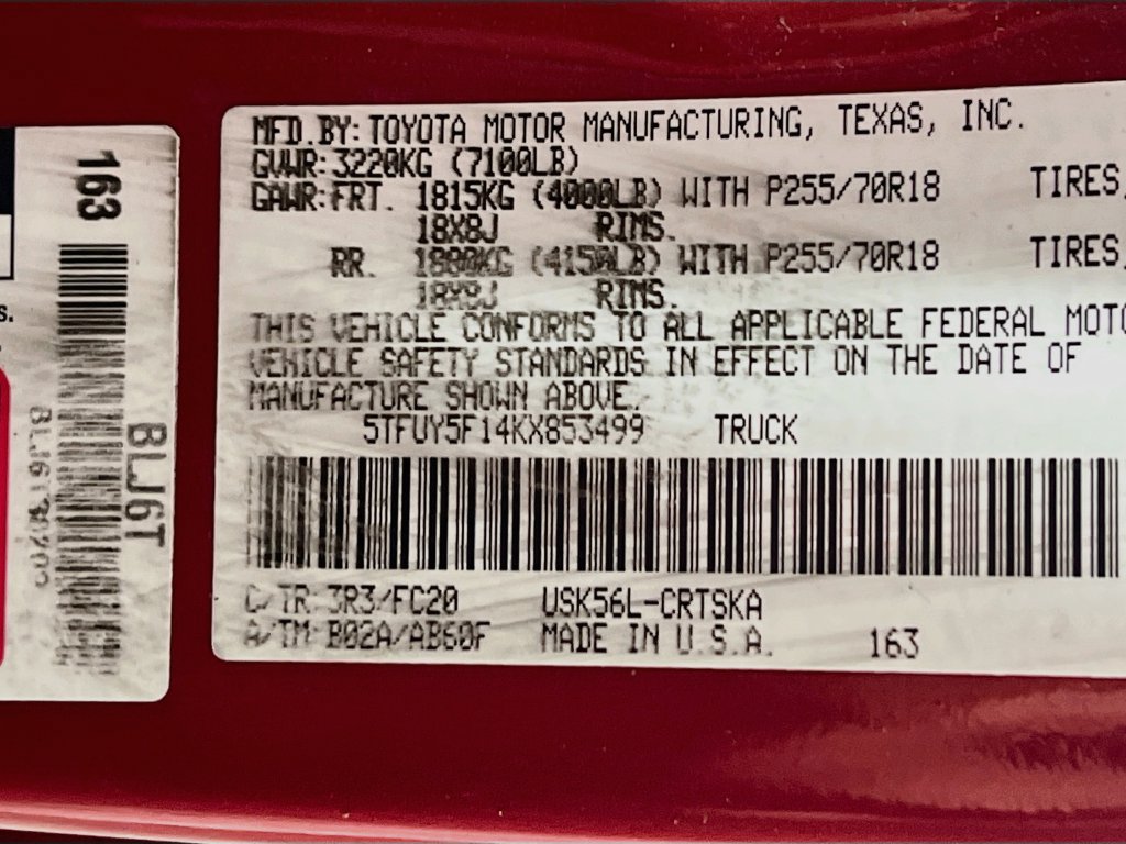 Certified 2019 Toyota Tundra SR5 AWD/4WD image 27