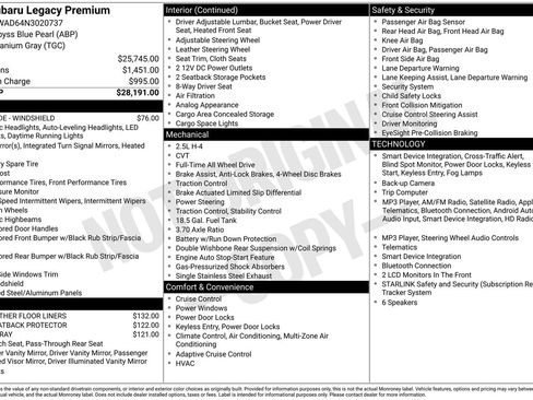 Certified 2022 Subaru Legacy Premium AWD/4WD image 34