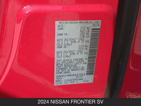 Certified 2024 Nissan Frontier SV w/ Technology Package RWD image 24