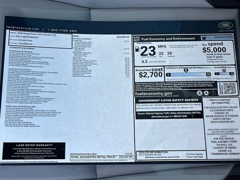 New 2026 Land Rover Range Rover Velar Dynamic SE image 30