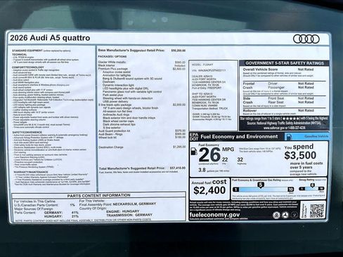 New 2026 Audi A5 2.0T Premium Plus AWD/4WD image 16
