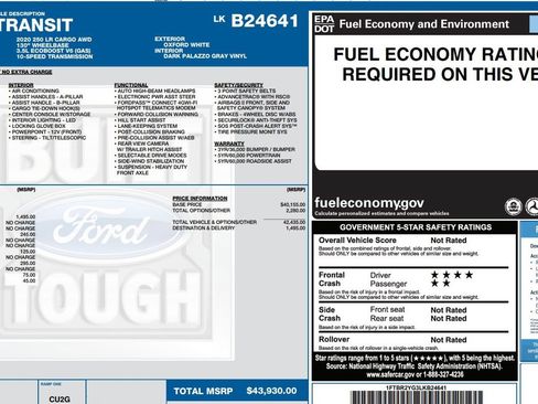 Used 2020 Ford Transit 250 Low Roof AWD image 9