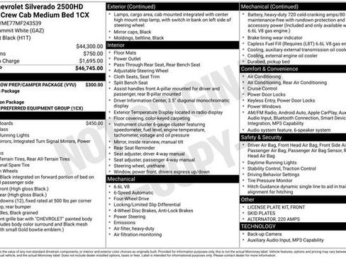 Used 2021 Chevrolet Silverado 2500 Custom w/ Snow Plow Prep/Camper Package AWD/4WD image 2