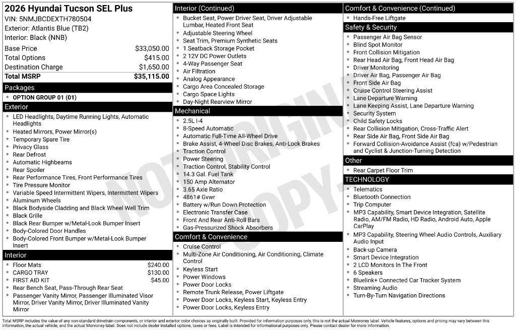 New 2026 Hyundai Tucson SEL Plus AWD/4WD image 6