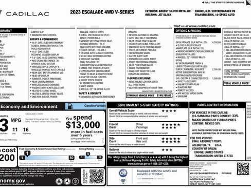 Used 2023 Cadillac Escalade V w/ LPO, ONYX Package image 26