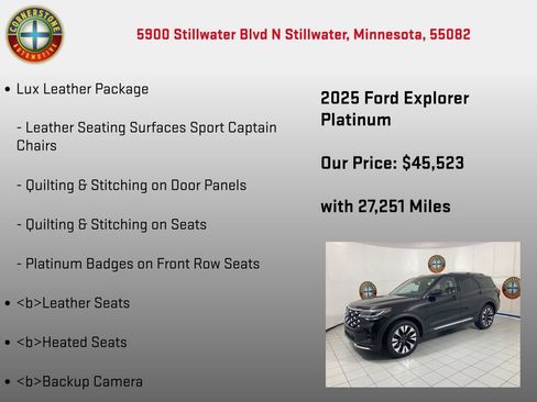 Used 2025 Ford Explorer Platinum w/ LUX Leather Package AWD/4WD image 5