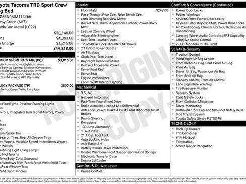 Used 2021 Toyota Tacoma TRD Sport w/ TRD Premium Sport Package AWD/4WD image 2