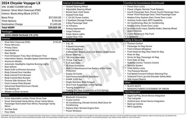 Used 2024 Chrysler Voyager LX FWD image 21