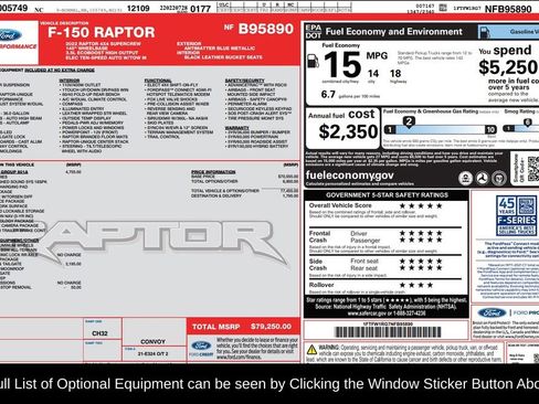 Used 2022 Ford F150 Raptor w/ Equipment Group 801A High image 2