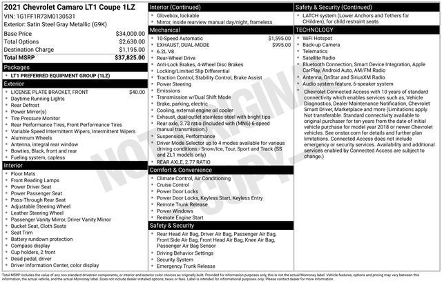Certified 2021 Chevrolet Camaro LT RWD image 7