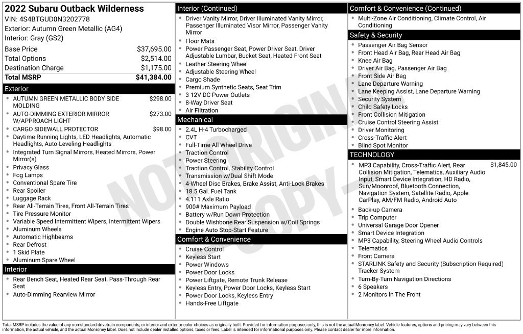 Used 2022 Subaru Outback Wilderness AWD/4WD image 47