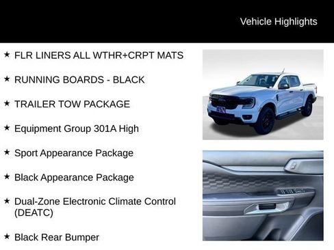 New 2025 Ford Ranger XLT w/ Equipment Group 301A High image 7