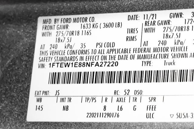 Used 2022 Ford F150 Tremor w/ Equipment Group 402A High AWD/4WD image 53