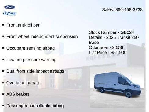 Used 2025 Ford Transit 350 148 High Roof Extended w/ Load Area Protection Package RWD image 15