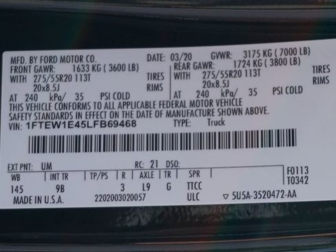 Used 2020 Ford F150 Platinum w/ Equipment Group 701A Luxury image 57