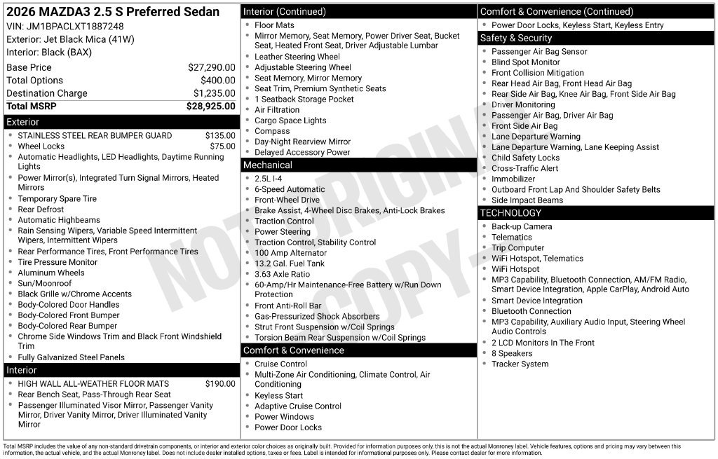 New 2026 MAZDA MAZDA3 2.5 S Sedan w/ Preferred Pkg FWD image 8
