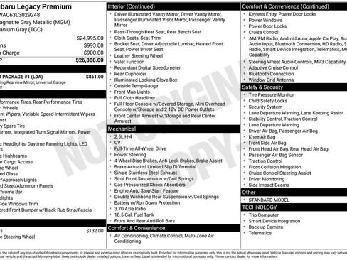 Used 2020 Subaru Legacy Premium w/ Popular Package #1 image 34