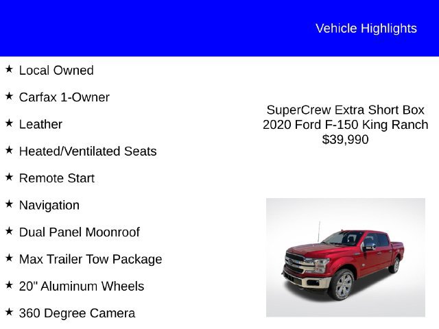 Used 2020 Ford F150 King Ranch w/ Equipment Group 601A Luxury AWD/4WD image 2