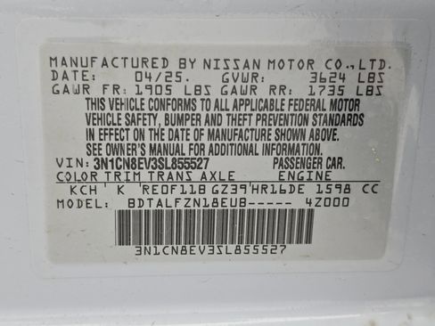 New 2025 Nissan Versa SV w/ Trunk Package image 33