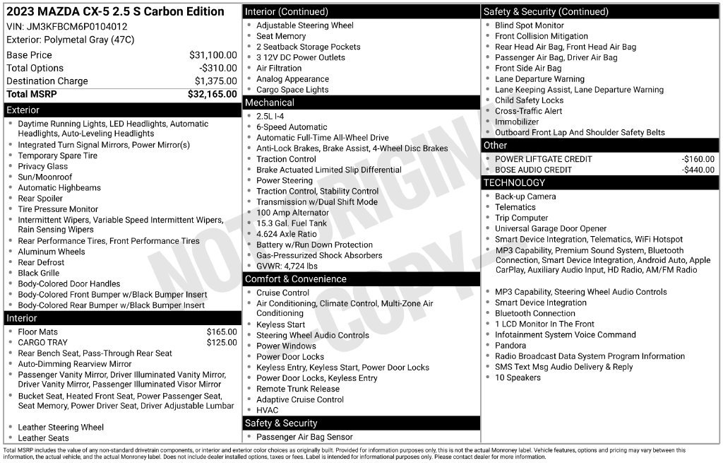 Certified 2023 MAZDA CX-5 Carbon Edition AWD/4WD image 3