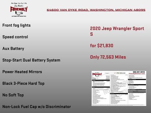 Used 2020 Jeep Wrangler Sport AWD/4WD image 8