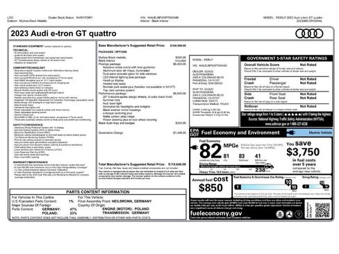 Used 2023 Audi e-tron GT Prestige w/ Prestige Package image 2