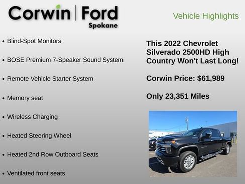 Used 2022 Chevrolet Silverado 2500 High Country w/ Technology Package AWD/4WD image 6