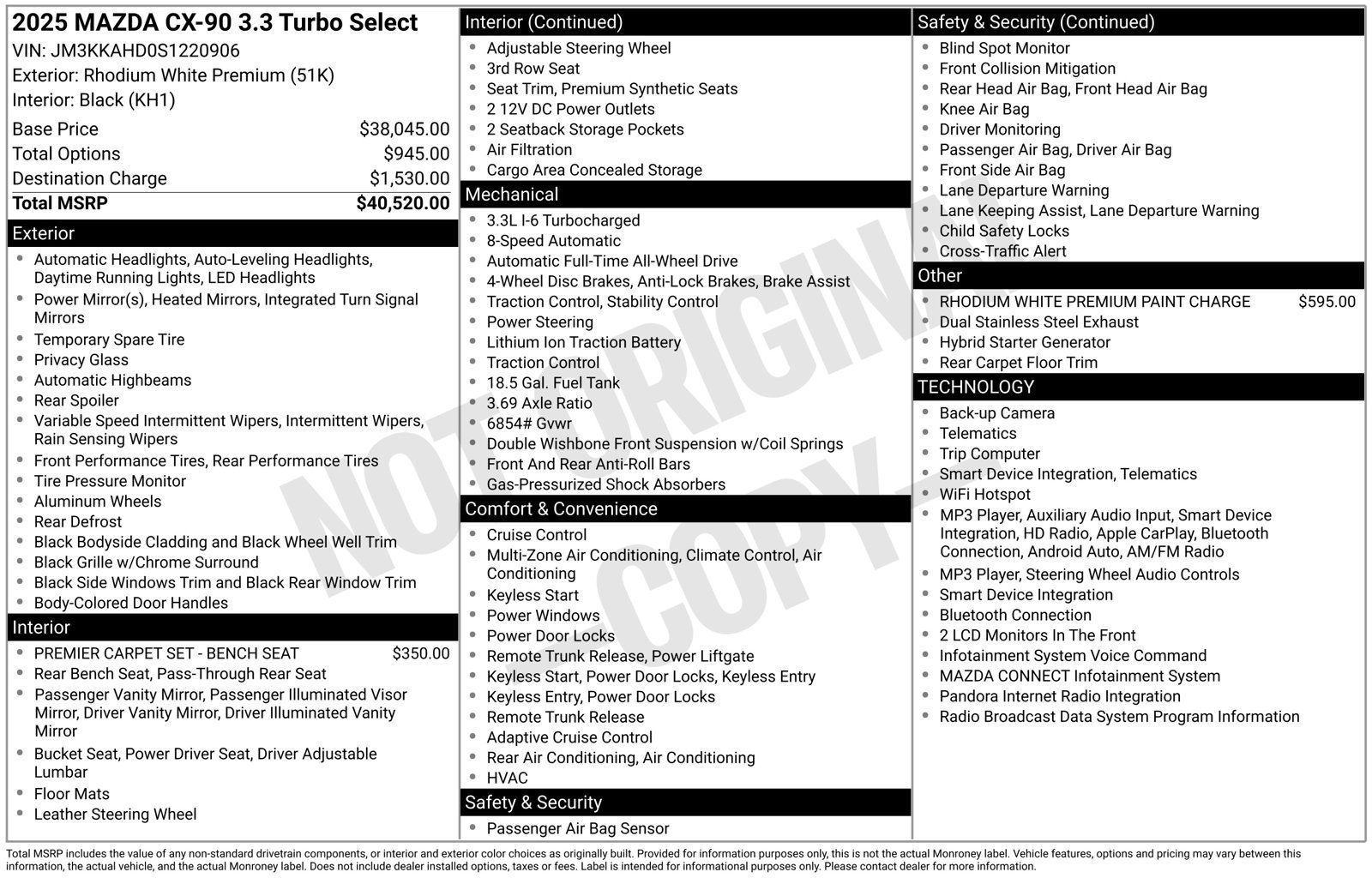 Certified 2025 MAZDA CX-90 3.3 Turbo w/ Select Package AWD/4WD image 37