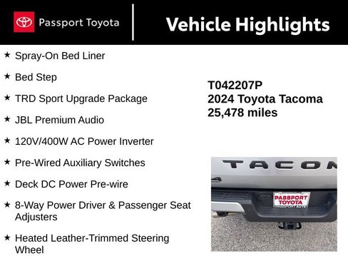 Certified 2024 Toyota Tacoma TRD Sport w/ TRD Sport Upgrade Package AWD/4WD image 16